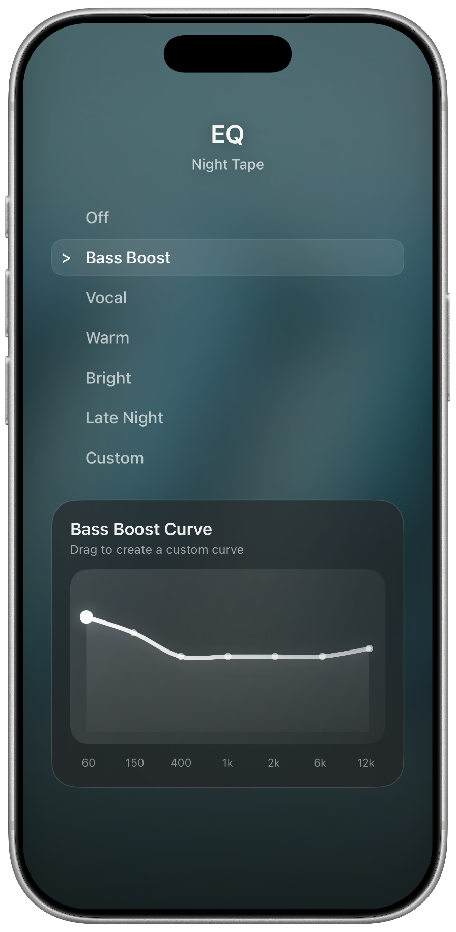 MuseDial EQ screen for a supported local audio track.