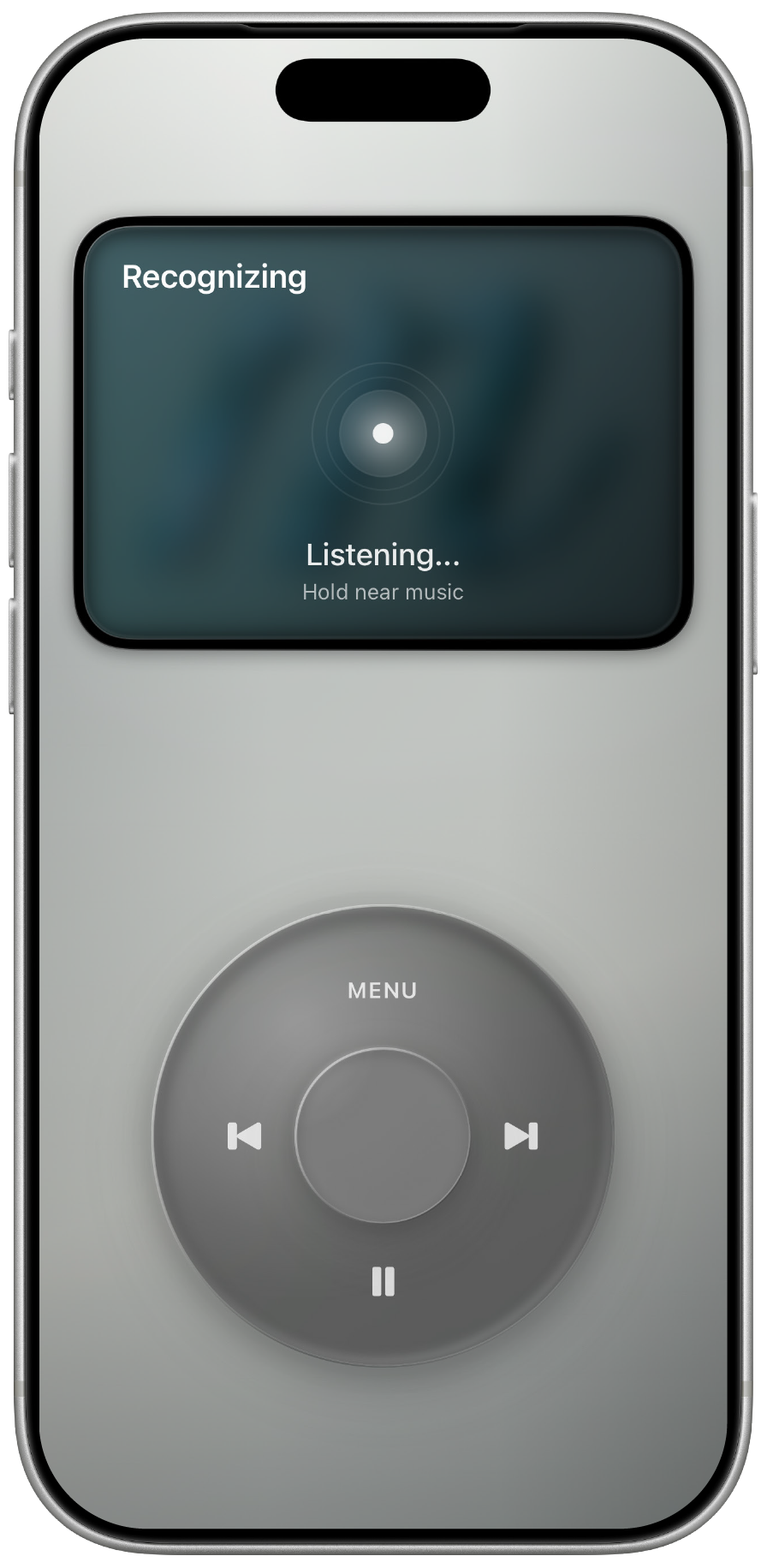 MuseDial recognizing screen listening for nearby music.