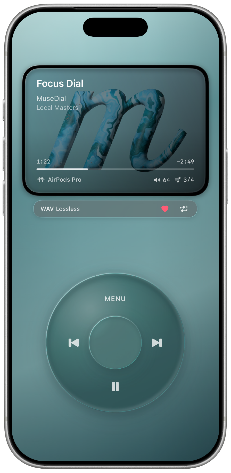 MuseDial Glacier Teal finish.