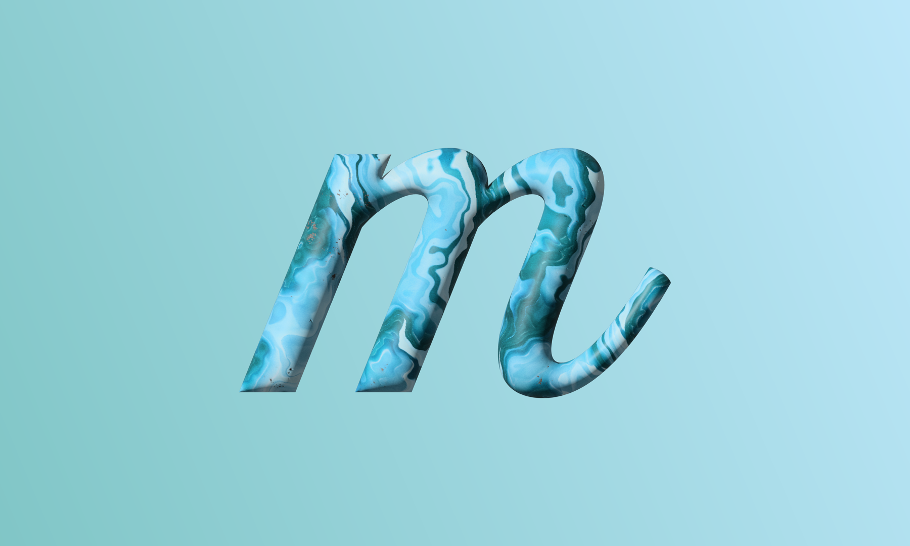 Turquoise MuseDial artwork with inflated lowercase m.